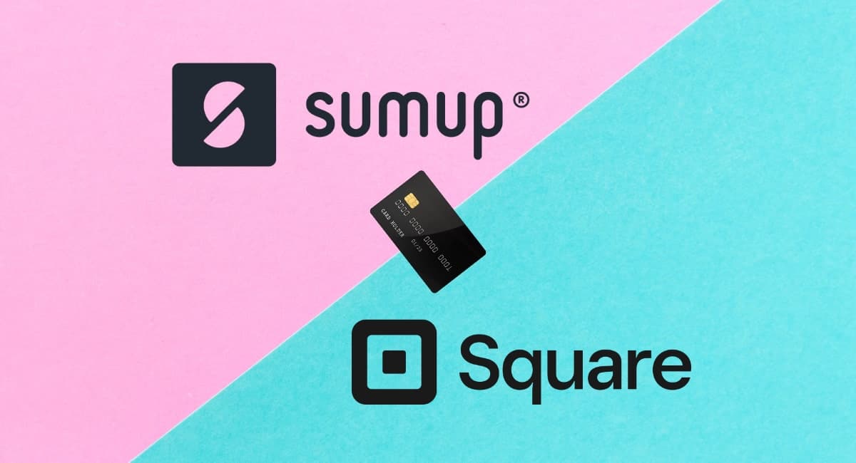 SumUp vs Square logos with card in between
