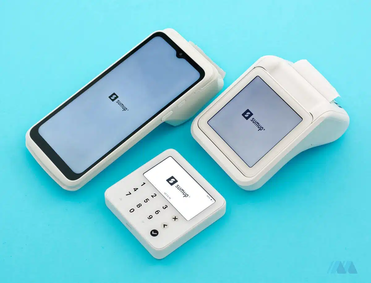 SumUp card machine models next to each other: Terminal, Solo and Solo Lite